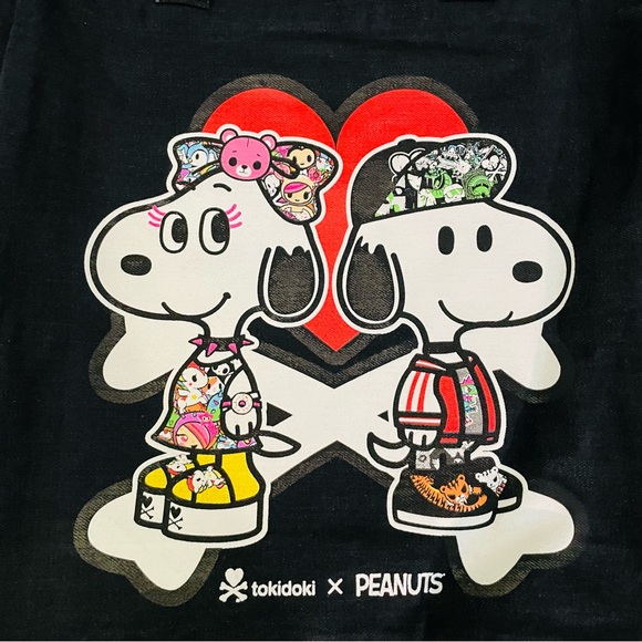 NEW Tokidoki x Peanuts Snoopy & Belle Black Cute Tote Bag SDCC Rare HTF NWOT - Picture 2 of 2